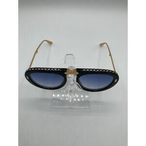 Gucci GG0307S Foldable Aviator Sunglasses in Black with Crystals/Blue Lens
